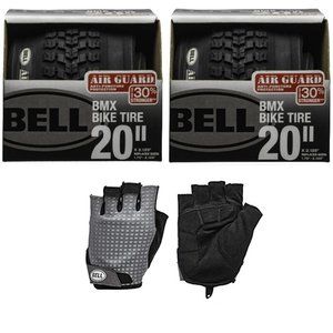 Bell Air Guard 20" BMX Bike Tire 2-Pack & Ramble 600 Reflective Cycling Gloves